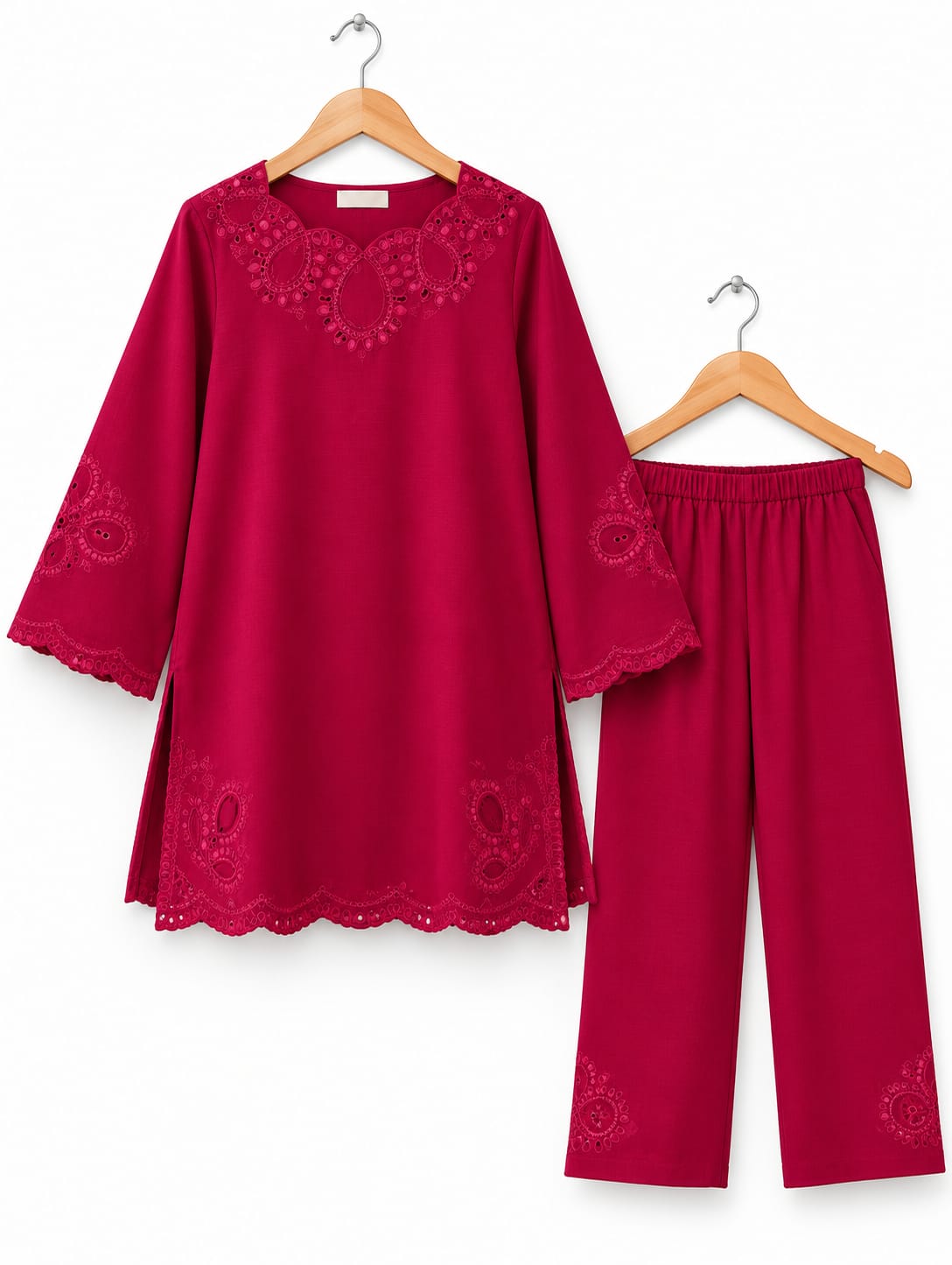Magenta Embroidered Khaddar 2-Piece Suit