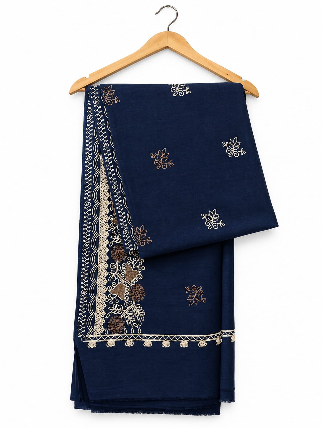 Royal Navy | Antique Gold Floral Embroidered Shawl
