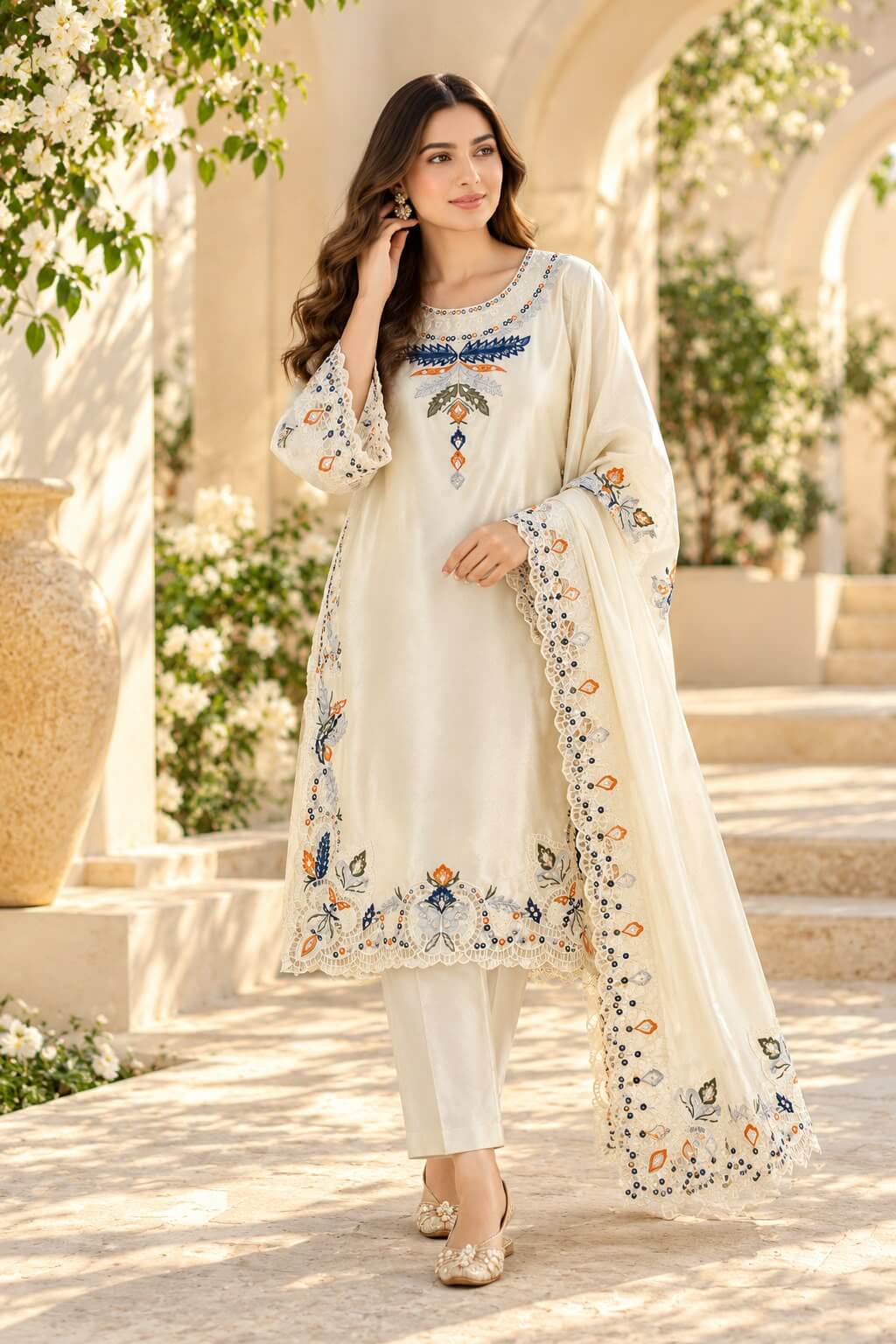 Ivory Grace Embroidered Suit