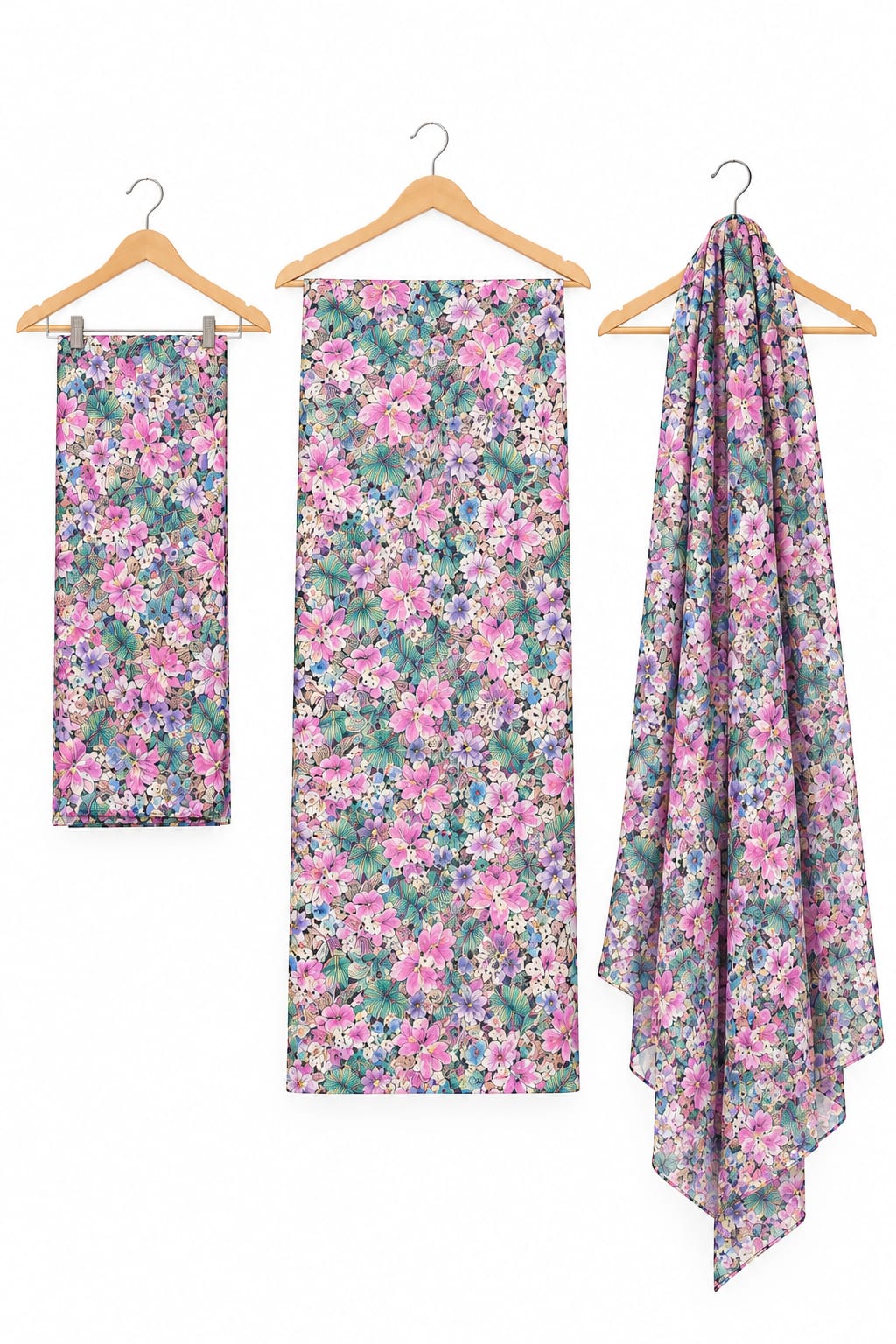 Multicolor Floral Printed 3-Piece Khaddar Suit with Dupatta