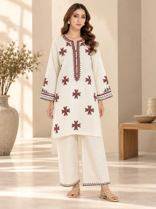 Ivory Khaddar Printed 2 Piece Suit