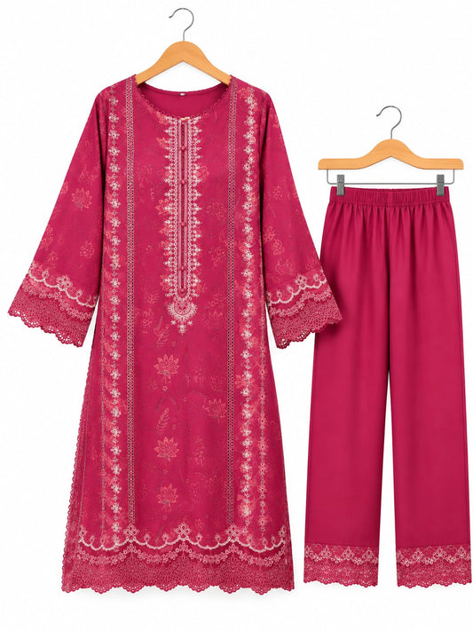 Magenta Embroidered Khaddar 2-Piece