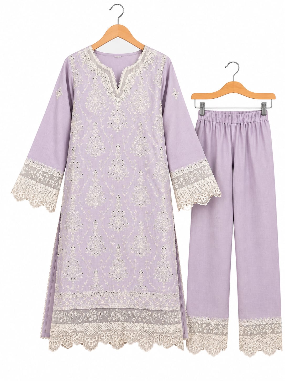 Lilac Embroidered Khaddar 2-Piece Suit