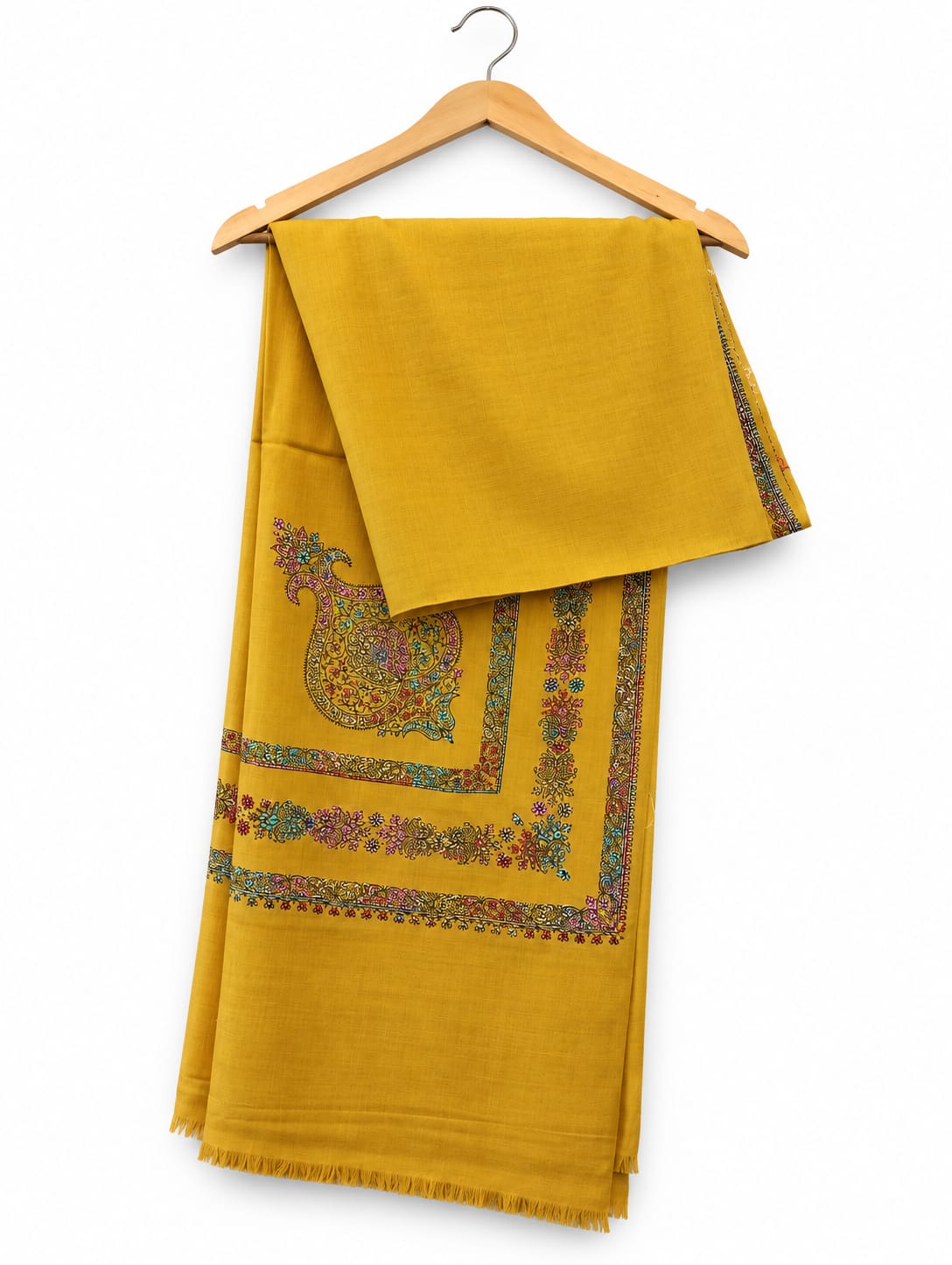 Golden Mustard | Multicolor Paisley Embroidered Shawl