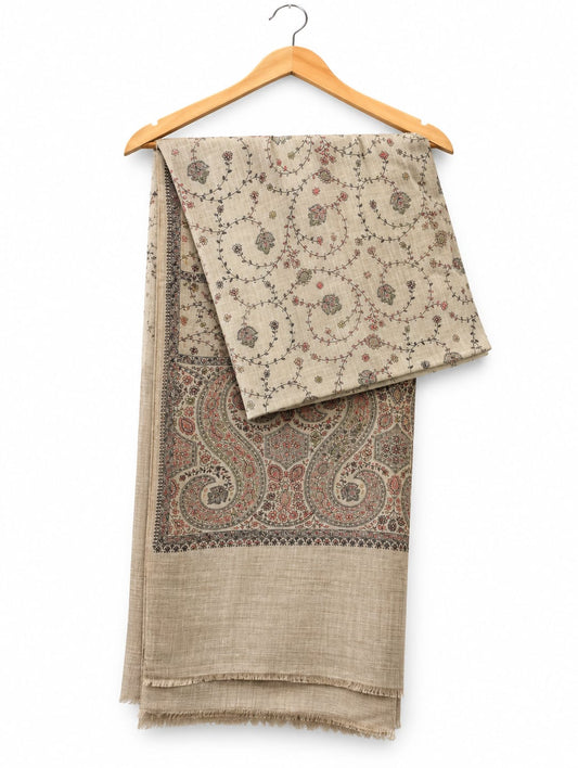 Ivory Paisley | Vintage Floral Embroidered Shawl