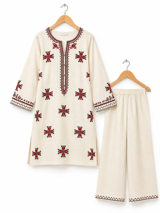 Ivory Khaddar Printed 2 Piece Suit